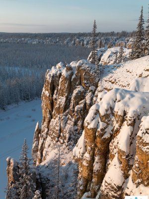 Зима на реке Синяя. Синские Столбы